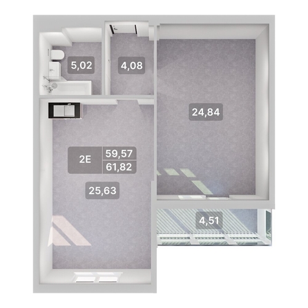 
  Продается 2-комн. квартира 61.75 м², в ЖК Аллея Парк, 3 этап. Фото 4.
