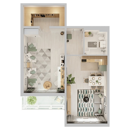 
  Продается 2-комн. квартира 69.65 м², в ЖК Аллея Парк, 3 этап. Фото 1.