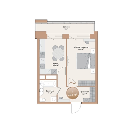 
  Продается 1-комн. квартира 38.1 м², в ЖК Небо над Енисеем. Фото 2.