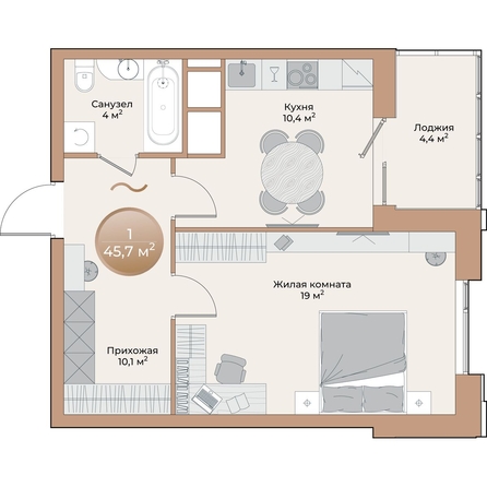 
  Продается 1-комн. квартира 45.7 м², в ЖК Небо над Енисеем. Фото 2.