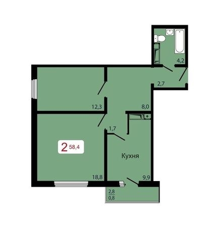 
  Продается 2-комн. квартира 58.4 м², в ЖК КБС. Берег, дом 5 строение 3. Фото 1.