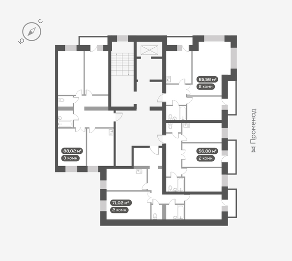 
  Продается 2-комн. квартира 70.8 м², в ЖК ОКТА, дом 1. Фото 5.