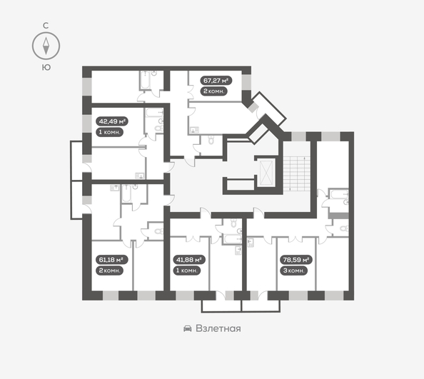 
  Продается 2-комн. квартира 67.27 м², в ЖК Вверх, дом 1. Фото 5.