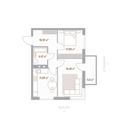 
  Продается 2-комн. квартира 56.7 м², в ЖК Николаевские кварталы. Фото 1.