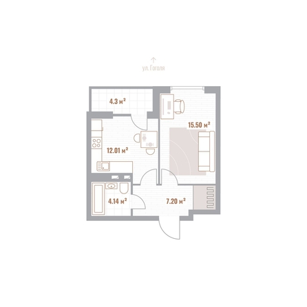 
  Продается 1-комн. квартира 41.05 м², в ЖК Николаевские кварталы. Фото 1.