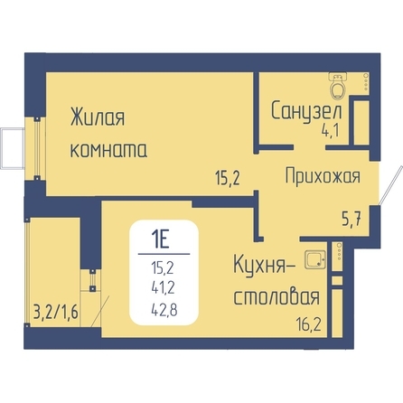
  Продается 1-комн. квартира 42.8 м², в ЖК Универс, 3 квартал. Фото 1.