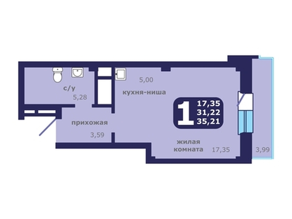 
  Продается студия 35.1 м², в ЖК Звездный. Фото 1.