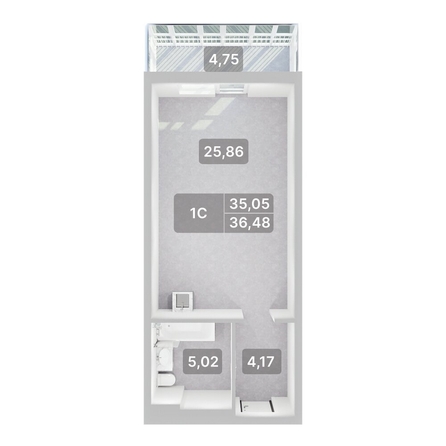 
  Продается студия 36.48 м², в ЖК Аллея Парк, 2 этап. Фото 2.