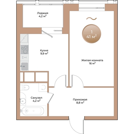 
  Продается 1-комн. квартира 41 м², в ЖК Небо над Енисеем. Фото 1.