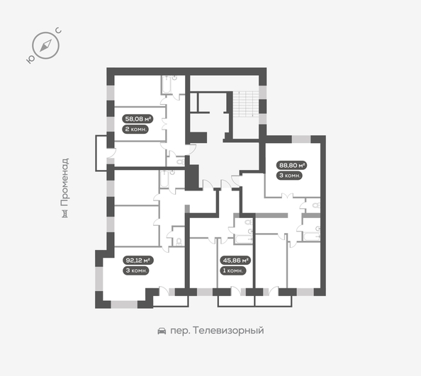 
  Продается 3-комн. квартира 92.12 м², в ЖК ОКТА, дом 2. Фото 5.