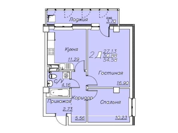 
  Продается апартамент 54.58 м², в АК Хауспарк. Фото 3.