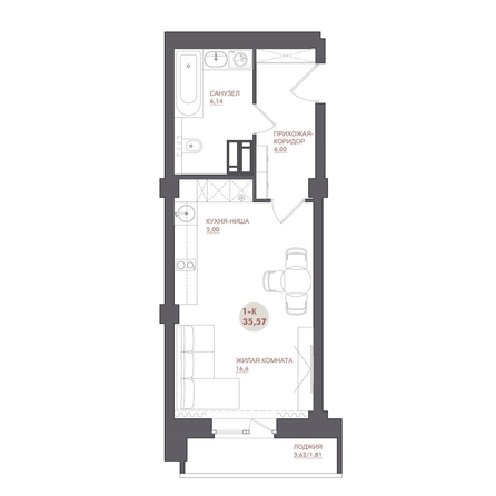 
  Продается студия 35.57 м², в ЖК Звезда. Фото 1.