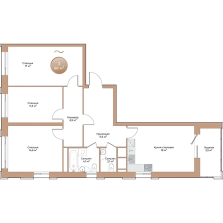 
  Продается 3-комн. квартира 88 м², в ЖК Небо над Енисеем. Фото 1.