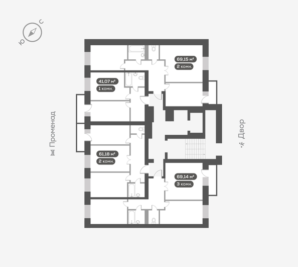 
  Продается 2-комн. квартира 61.18 м², в ЖК ОКТА, дом 2. Фото 5.