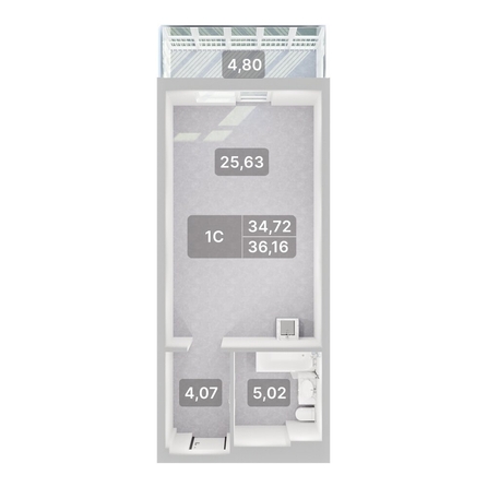
  Продается студия 36.16 м², в ЖК Аллея Парк, 2 этап. Фото 2.