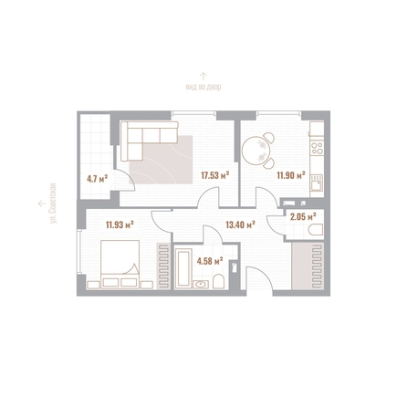 
  Продается 2-комн. квартира 62.79 м², в  Николаевские кварталы, Воскресенский. Фото 1.