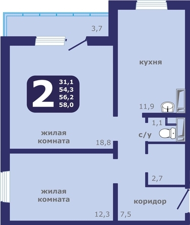 
  Продается 2-комн. квартира 56.2 м², в ЖК Рябиновый дворик, дом 1. Фото 1.