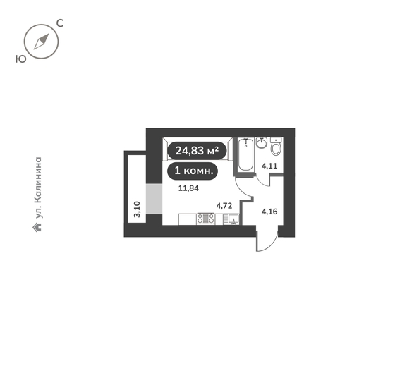 
  Продается 1-комн. квартира 24.83 м², в ЖК Времена, 1 этап. Фото 6.