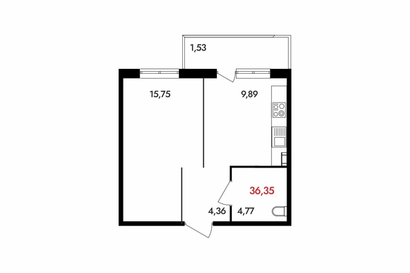 
  Продается 1-комн. квартира 36.35 м², в ЖК Аринский, дом 2 корпус 3. Фото 1.