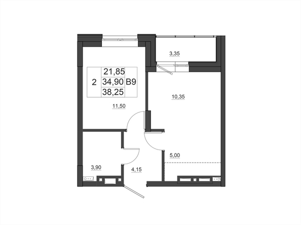 
  Продается 2-комн. квартира 38.3 м², в ЖК Дивные Дали, 1 очередь. Фото 1.