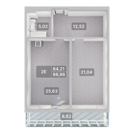 
  Продается 2-комн. квартира 66.86 м², в ЖК Аллея Парк, 2 этап. Фото 2.