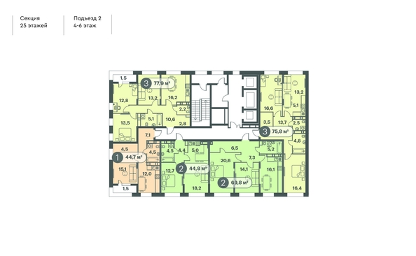 
  Продается 2-комн. квартира 69.8 м², в ЖК Три Клёна, дом 1. Фото 2.