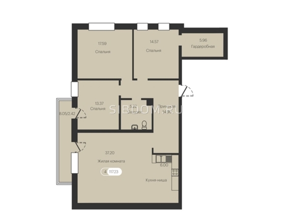 
  Продается 4-комн. квартира 120.8 м², в ЖК Нестеров. Фото 2.