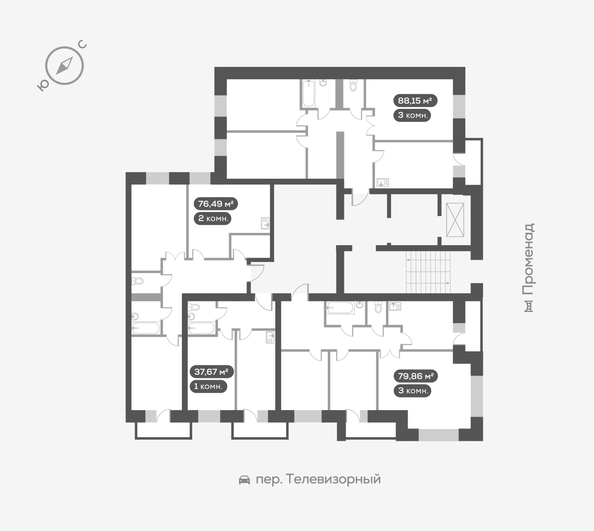 
  Продается 3-комн. квартира 80.5 м², в ЖК ОКТА, дом 1. Фото 5.