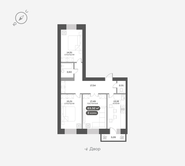 
  Продается 3-комн. квартира 83.7 м², в ЖК ОКТА, дом 2. Фото 6.
