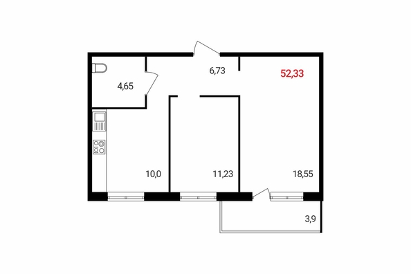 
  Продается 2-комн. квартира 52.72 м², в ЖК Аринский, дом 2 корпус 1. Фото 1.