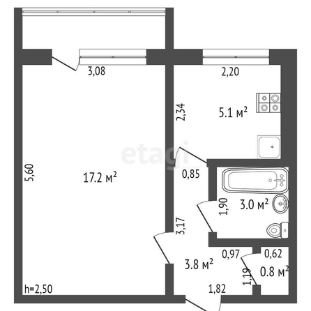 
   Продам 1-комнатную, 29.9 м², Попова ул, 4/1

. Фото 2.