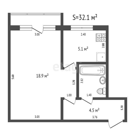 
   Продам 1-комнатную, 32.1 м², Союза Республик ул, 31

. Фото 1.