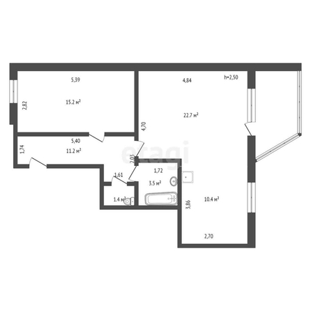 
   Продам 2-комнатную, 68 м², Лазурная ул, 44

. Фото 1.