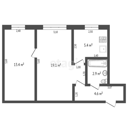 
   Продам 2-комнатную, 45.4 м², Глушкова ул, 27

. Фото 1.