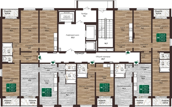 
   Продам 2-комнатную, 63 м², Шервуд, (Нагорная 6-я, 15в корп 2)

. Фото 1.