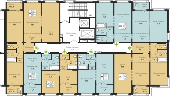 
   Продам 3-комнатную, 92.3 м², Солнечная Поляна ул, 69

. Фото 1.