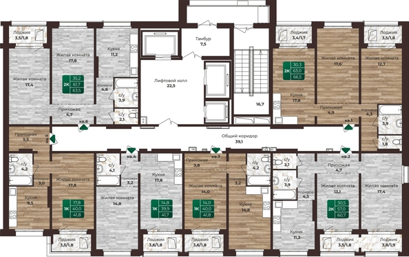 
  Продается 2-комн. квартира, 66.5 м², ЖК Шервуд, (Нагорная 6-я, 15в корп 1)
. Фото 1.