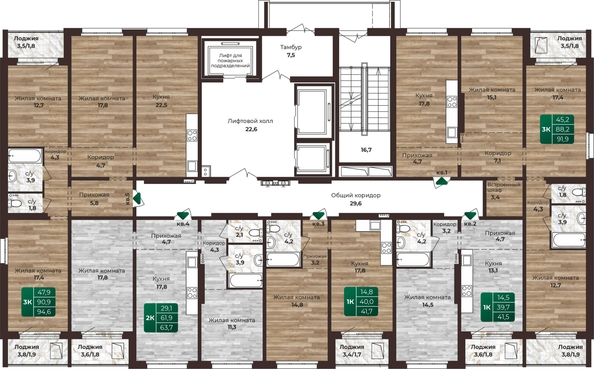 
  Продается 2-комн. квартира, 63.7 м², ЖК Шервуд, (Нагорная 6-я, 15в корп 2)
. Фото 1.