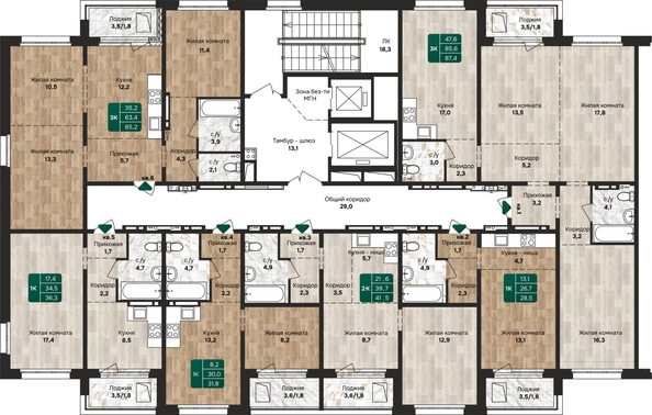 
  Продается 3-комн. квартира, 87.4 м², ЖК Камчатка, корпус 1
. Фото 1.