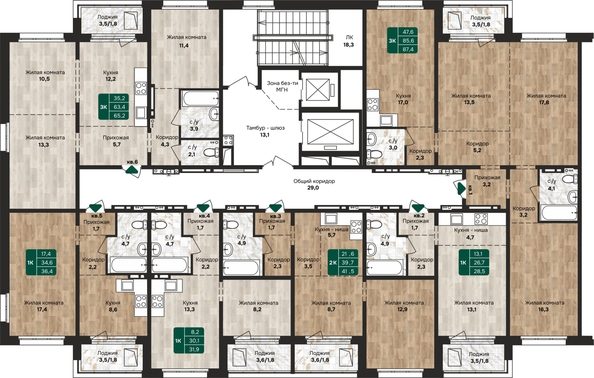 
  Продается 3-комн. квартира, 65.2 м², ЖК Камчатка, корпус 1
. Фото 1.