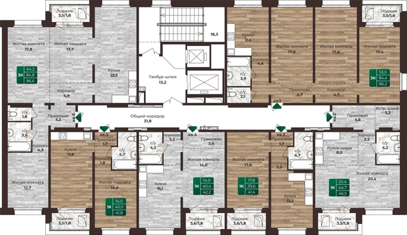 
  Продается 1-комн. квартира, 42.2 м², ЖК Шервуд, (Нагорная 6-я, 15в корп 1)
. Фото 1.