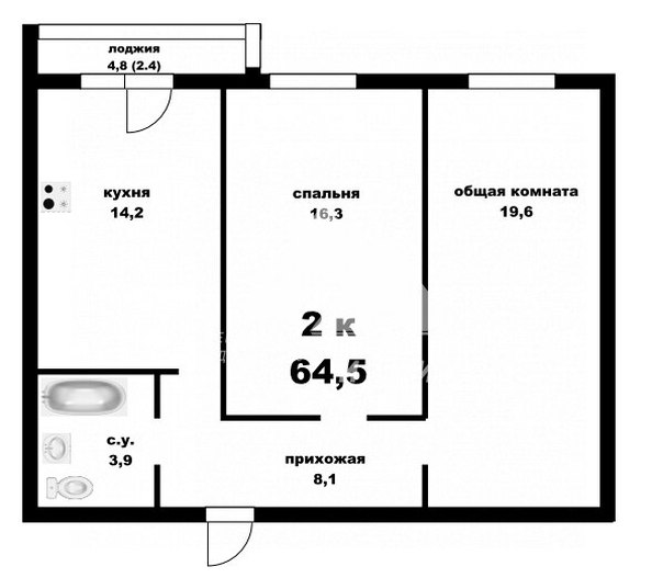
  Продается 2-комн. квартира, 64.5 м², ЖК Родные берега
. Фото 4.