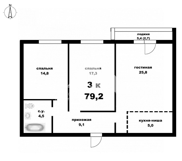 
  Продается 3-комн. квартира, 79.3 м², ЖК Родные берега
. Фото 1.