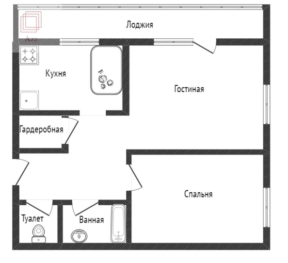 
  Продается 2-комн. квартира, 54 м², Октябрьская ул, д. 29
. Фото 4.