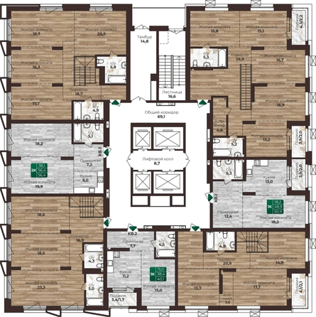 
  Продается 2-комн. квартира, 56.4 м², ЖК Шервуд, (Нагорная 6-я, 15г/12)
. Фото 1.