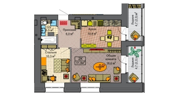 
  Продается 2-комн. квартира, 52 м², ЖК Крылья, дом 13
. Фото 35.