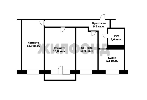 
  Продается 3-комн. квартира, 56 м², Чеглецова ул, д. 23
. Фото 24.