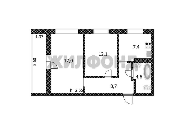 
  Продается 2-комн. квартира, 53.6 м², Попова ул
. Фото 13.