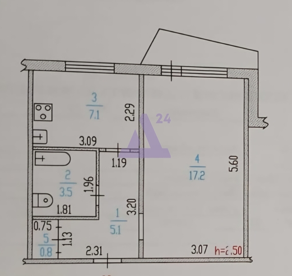 
  Продается 1-комн. квартира, 33.7 м², Энтузиастов ул, д. 32
. Фото 23.