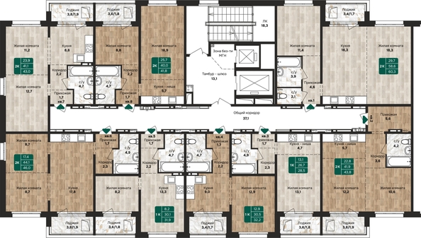 
  Продается 2-комн. квартира, 60.3 м², ЖК Камчатка, корпус 2
. Фото 1.